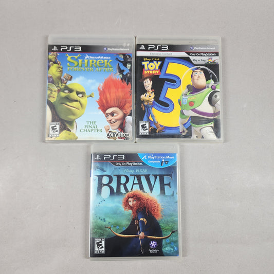 PS3 Animated Movie Video Games Lot of 3 PS3 Games Shrek, Toy Story, & Brave