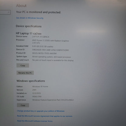 HP Laptop  15-EG0067ST 15.6" Ryzen 3 3250U 2.6GHz 8GB RAM 1TB HDD 128GB SSD