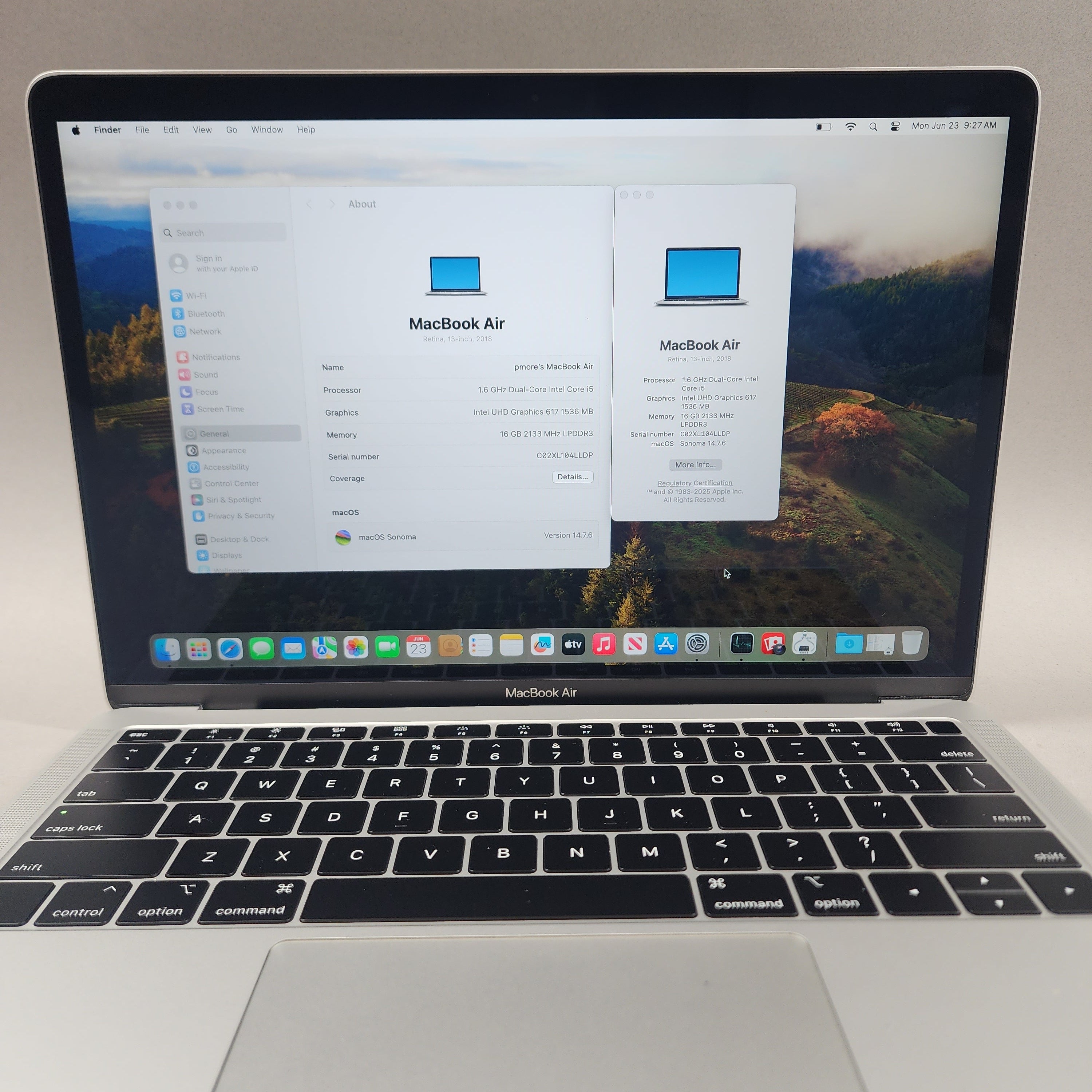 MacBook Air 2018 i5/16GB/128GB シルバー 完動品 MacBook Air 2018 i5/16GB/128GB シルバー 完動品