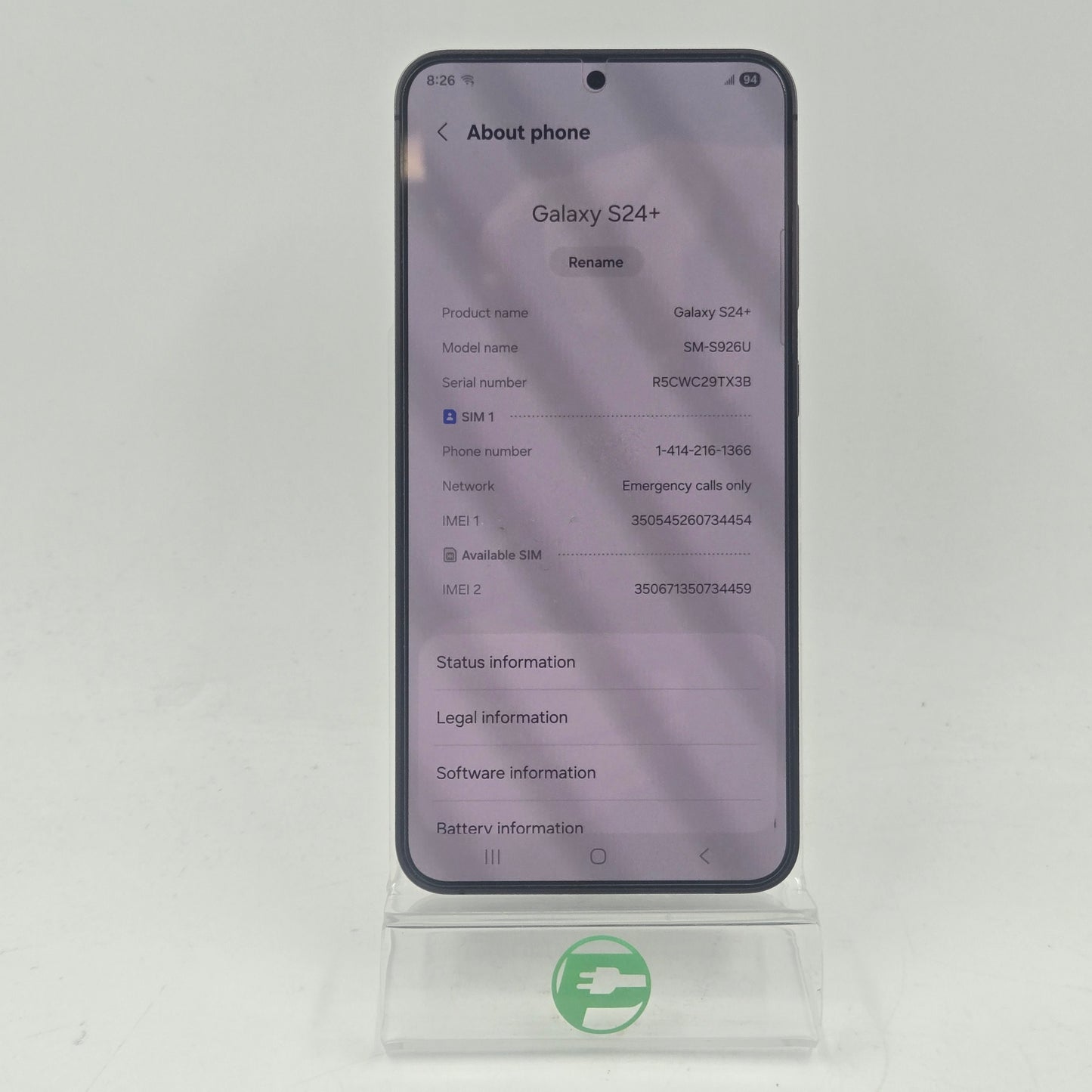 Unlocked Samsung Galaxy S24+ 4GB RAM 256GB SM-S926U1 Arctic Silver