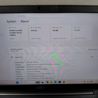 Dell Latitude 7480 14" i5-6300U 2.5GHz 8GB RAM 500GB SSD
