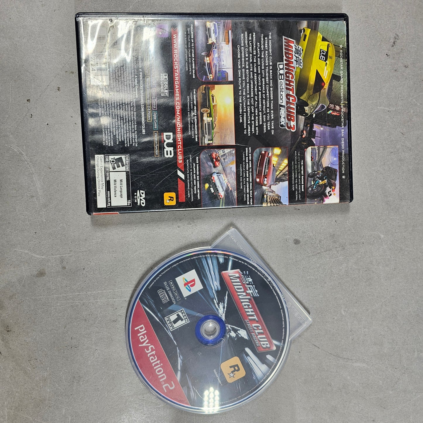 Lot of 2 Sony PlayStation 2 PS2 Games Midnight Club and Midnight Club 3