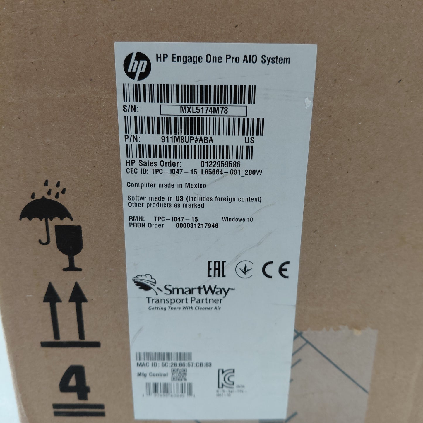 New HP Engage One Pro AIO System 15.6" i5-10500E 3.1GHz 16GB RAM 256GB SSD