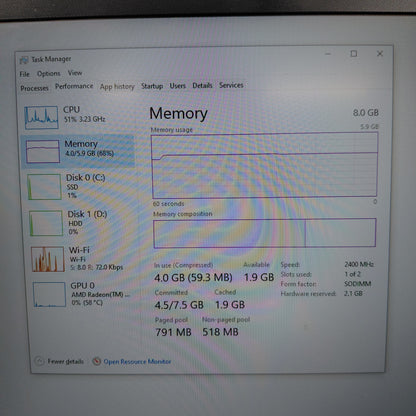 HP Laptop  15-EG0067ST 15.6" Ryzen 3 3250U 2.6GHz 8GB RAM 1TB HDD 128GB SSD