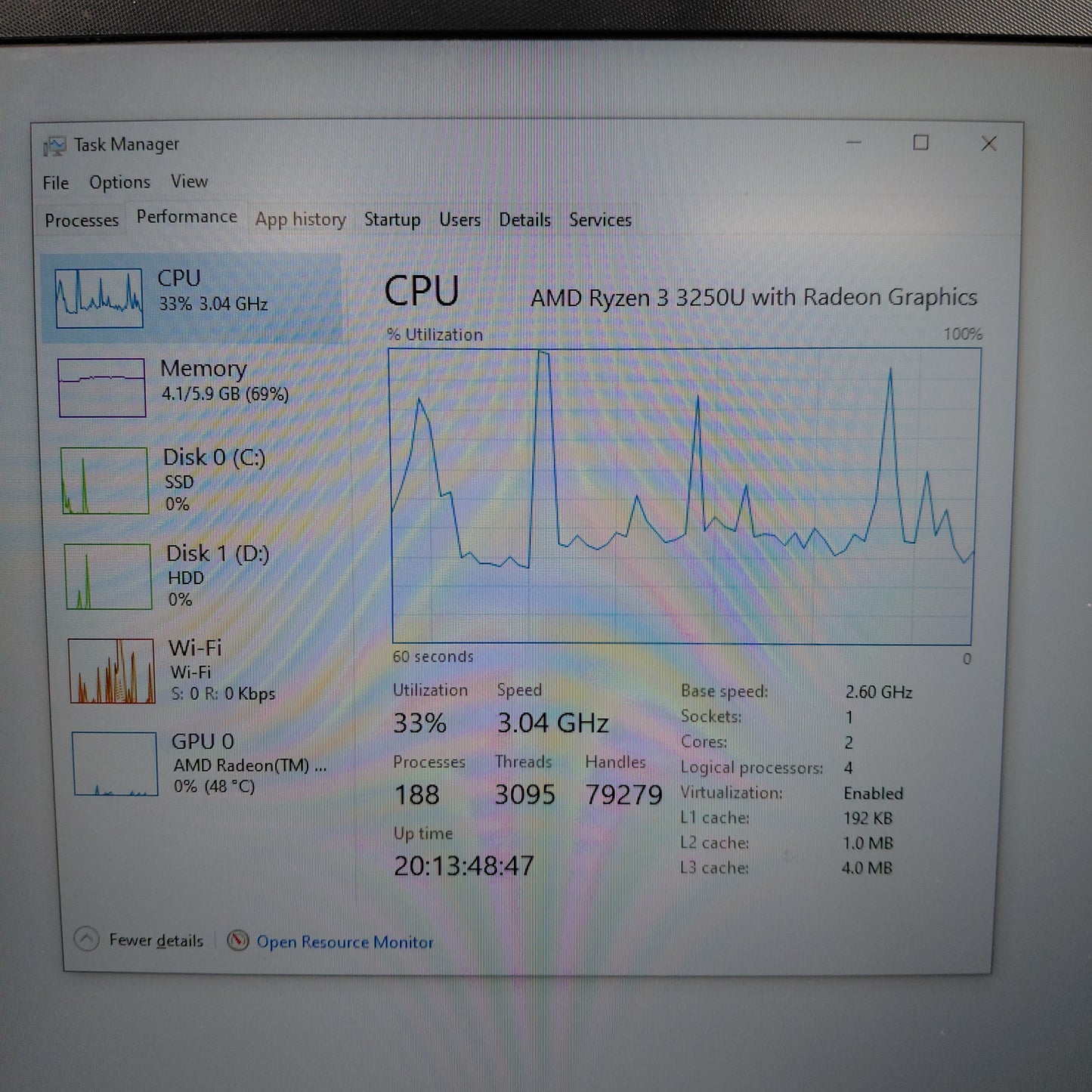 HP Laptop  15-EG0067ST 15.6" Ryzen 3 3250U 2.6GHz 8GB RAM 1TB HDD 128GB SSD