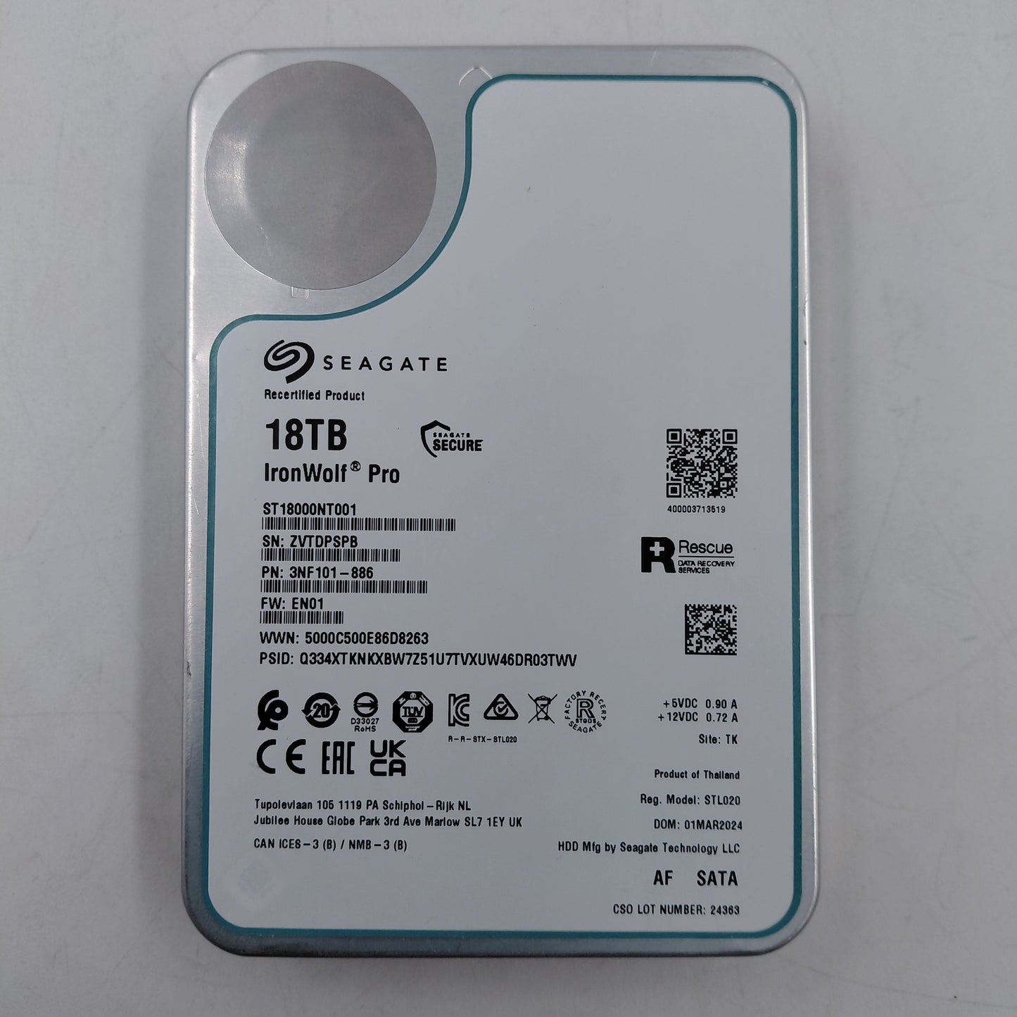 Seagate 3.5" Ironwolf Pro 18TB HDD STL020